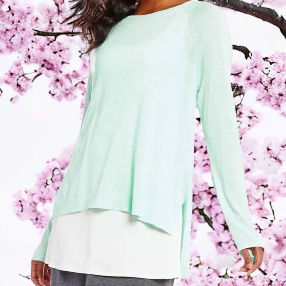$218 Eileen Fisher Top Medium 10 12 Aurora VINTAGE Tencel Org Cotton Silk NWT